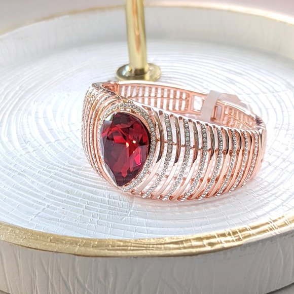Rose Gold Plated Red Crystal Opulence Bracelet - Picture 4 of 6